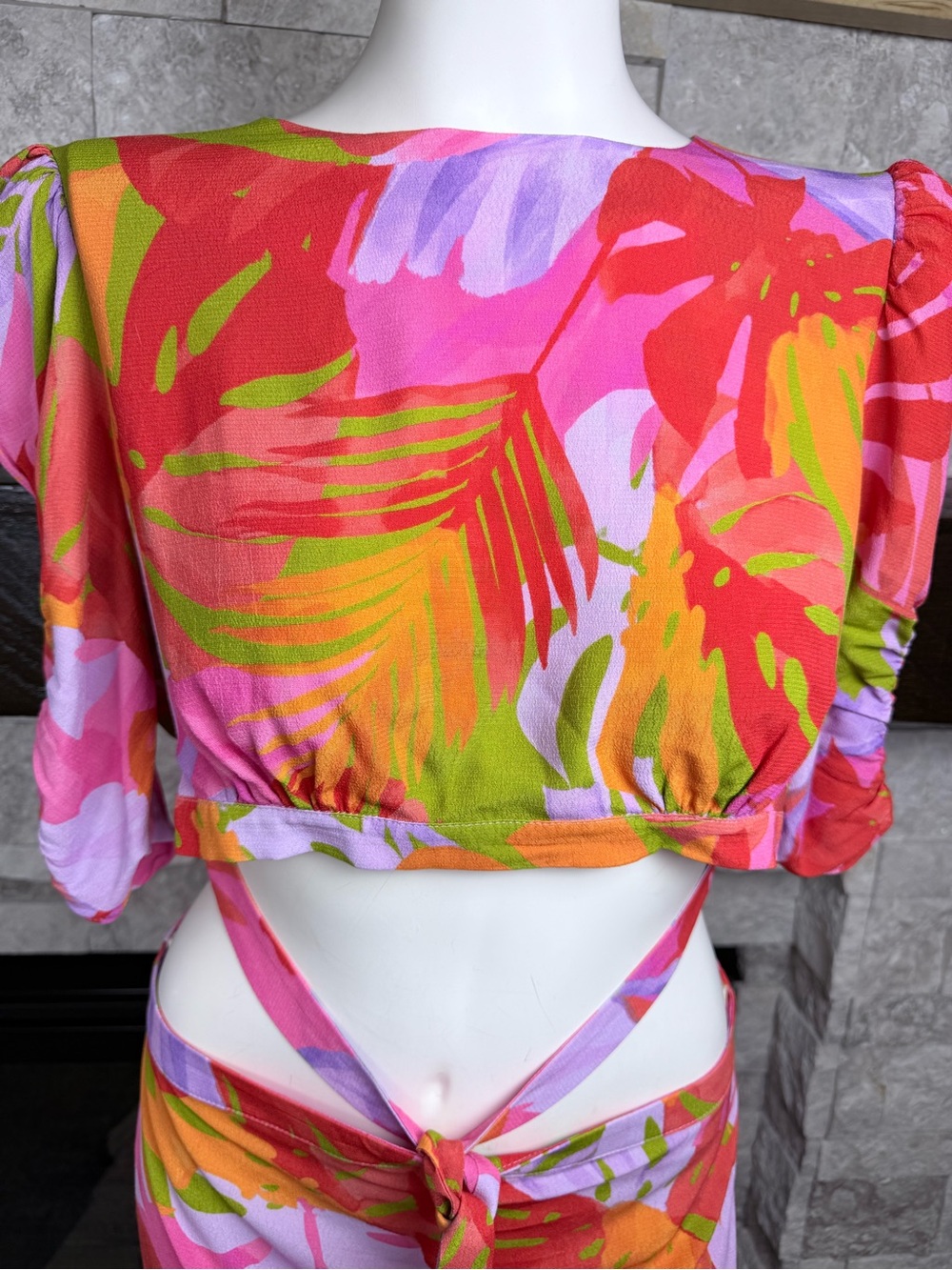 FARM Rio Cutout Tropical Maxi Dress Pink Orange Resort NWT M - Picture 2 of 10